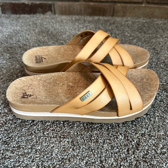 Reef Women's Brown Kaia Cross Cushion Bloom Hi Flip Flop Sandals Size 9 - Picture 4 of 6